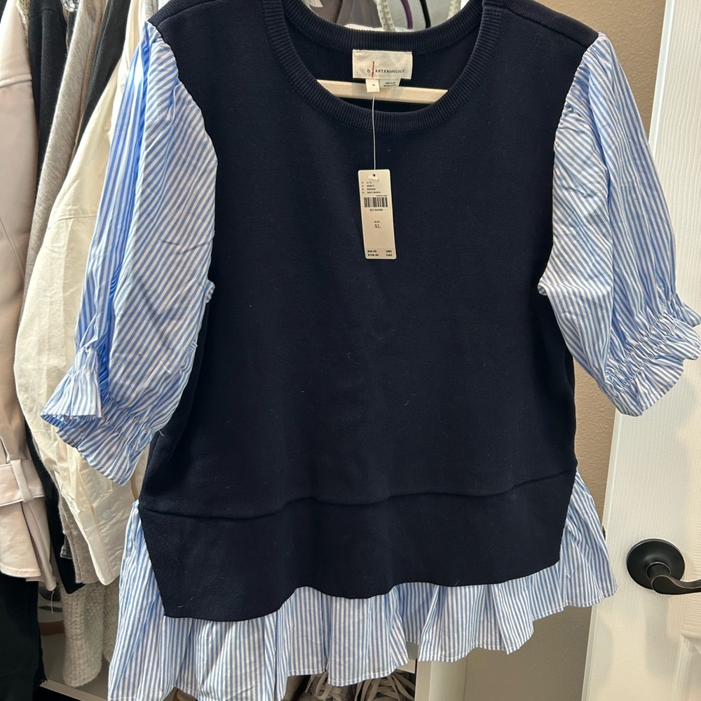 NWT JCREW Navy and Blue Striped Top